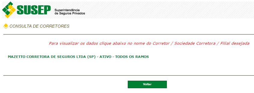 Consulta situação de corretora de seguros